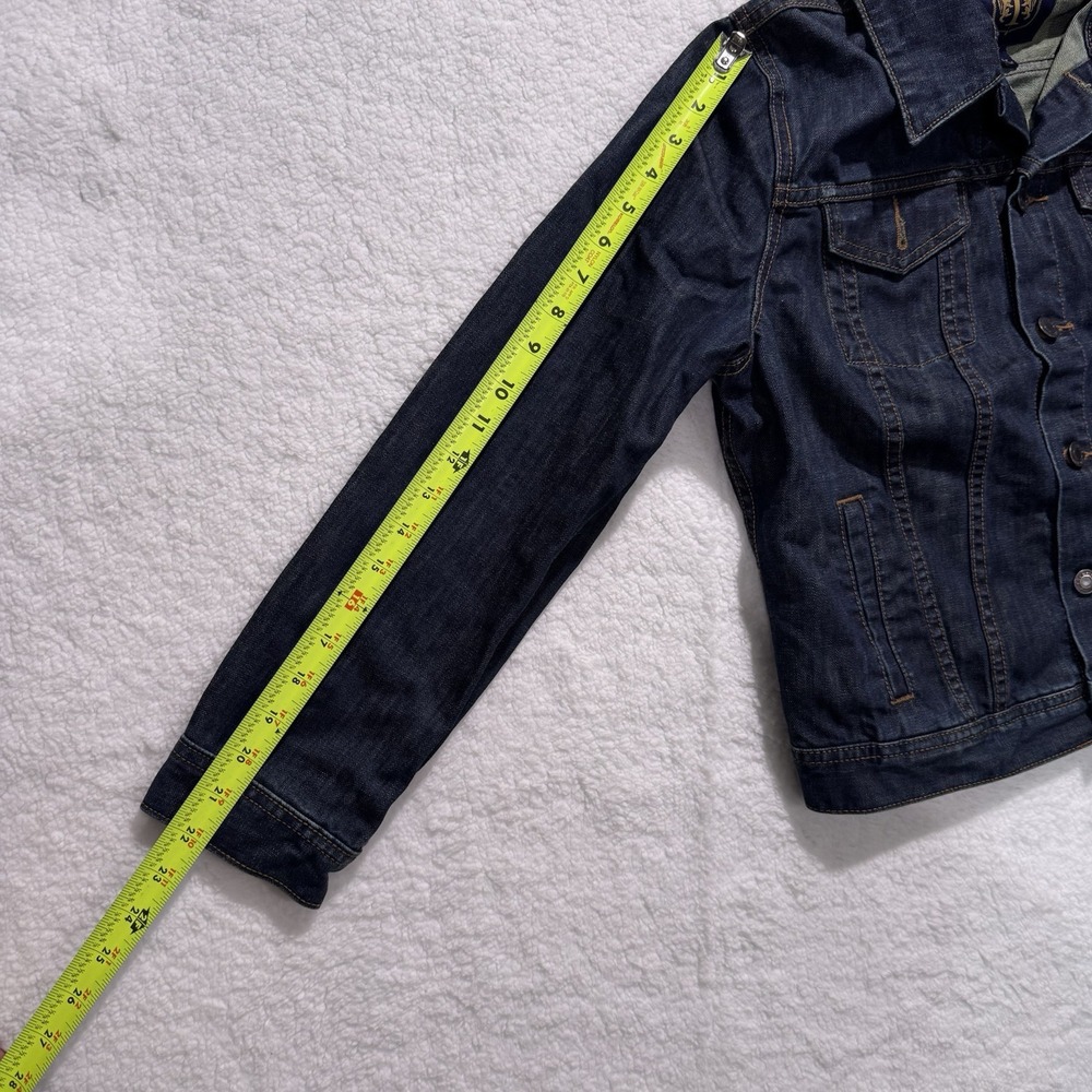 Talbots Big Patch Jean Jacket‎ Women Sz Petite Large LP Dark Blue Denim Stretch - Picture 15 of 16